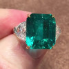5ct Three-stone Emerald Cut Green Sapphire Engagement Ring
