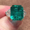 5ct Three-stone Emerald Cut Green Sapphire Engagement Ring