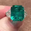 5ct Three-stone Emerald Cut Green Sapphire Engagement Ring
