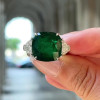 13ct Cushion Cut Emerald Three-stone Engagement Ring
