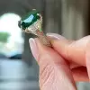 13ct Cushion Cut Emerald Three-stone Engagement Ring