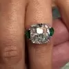 12ct Three-stone Cushion Cut Engagement Ring