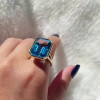 8.5ct Emerald Cut Blue Topaz Split Shank Engagement Ring