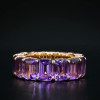 14ctw Emerald Cut Amethyst Gold Tone Eternity Ring