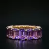 14ctw Emerald Cut Amethyst Gold Tone Eternity Ring