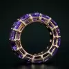 14ctw Emerald Cut Amethyst Gold Tone Eternity Ring