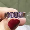 14ctw Emerald Cut Amethyst Gold Tone Eternity Ring