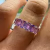 14ctw Emerald Cut Amethyst Gold Tone Eternity Ring