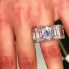 37ctw Emerald Cut White Sapphire Eternity Ring