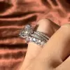 5ct Cushion Cut White Sapphire 3PCS Wedding Ring Set