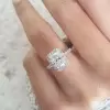 8ct Halo Radiant Cut White Sapphire 3pcs Bridal Set