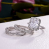 8ct Halo Radiant Cut White Sapphire 3pcs Bridal Set