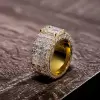 Men Micro-pave Setting Emerald Cut White Sapphire Ring