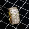 Men Micro-pave Setting Emerald Cut White Sapphire Ring