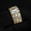 Men Micro-pave Setting Emerald Cut White Sapphire Ring