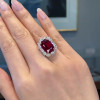 14ct Cushion Cut Ruby Halo Cocktail Ring