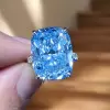 14ct Cushion Cut Aquamarine Engagement Ring