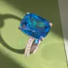 14ct Cushion Cut Aquamarine Engagement Ring
