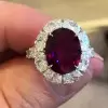 5.8ct Oval Cut Ruby Halo Engagement Ring