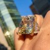 20ct Cushion Cut Yellow Sapphire Cocktail Ring