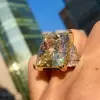 20ct Cushion Cut Yellow Sapphire Cocktail Ring