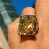 20ct Cushion Cut Yellow Sapphire Cocktail Ring