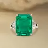 8.4ct Emerald Cut Emerald Art-deco Engagement Ring