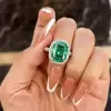 8ct Cushion Cut Fancy Green Sapphire Engagement Ring