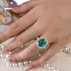 8ct Cushion Cut Fancy Green Sapphire Engagement Ring