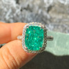 8ct Cushion Cut Fancy Green Sapphire Engagement Ring