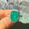 8ct Cushion Cut Fancy Green Sapphire Engagement Ring