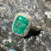 8ct Cushion Cut Fancy Green Sapphire Engagement Ring