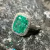 8ct Cushion Cut Fancy Green Sapphire Engagement Ring