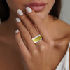 Two Tone Round Cut Yellow & White Sapphire Cigar Band