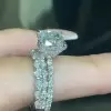 2.5ct Cushion Cut White Sapphire Wedding Ring Set