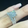 2.5ct Cushion Cut White Sapphire Wedding Ring Set
