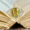 7ct Three-stone Fancy Yellow Sapphire Engagement Ring