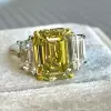 7ct Three-stone Fancy Yellow Sapphire Engagement Ring