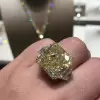 9.5ct Princess Cut Yellow Sapphire Three-stone Engagement Ring