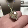 9.5ct Princess Cut Yellow Sapphire Three-stone Engagement Ring