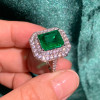 5ct Emerald Cut Emerald Double Halo Engagement Ring