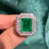 5ct Emerald Cut Emerald Double Halo Engagement Ring