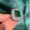 5ct Emerald Cut Emerald Double Halo Engagement Ring