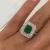 5ct Emerald Cut Emerald Double Halo Engagement Ring