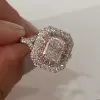 2.5ct Radiant Cut White Sapphire Double Halo Ring