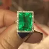 18ct Halo Emerald Cut Engagement Ring 