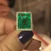 18ct Halo Emerald Cut Engagement Ring 