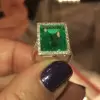 18ct Halo Emerald Cut Engagement Ring 