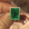18ct Halo Emerald Cut Engagement Ring 