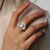 3ct Emerald Cut White Sapphire Enamel Halo Engagement Ring